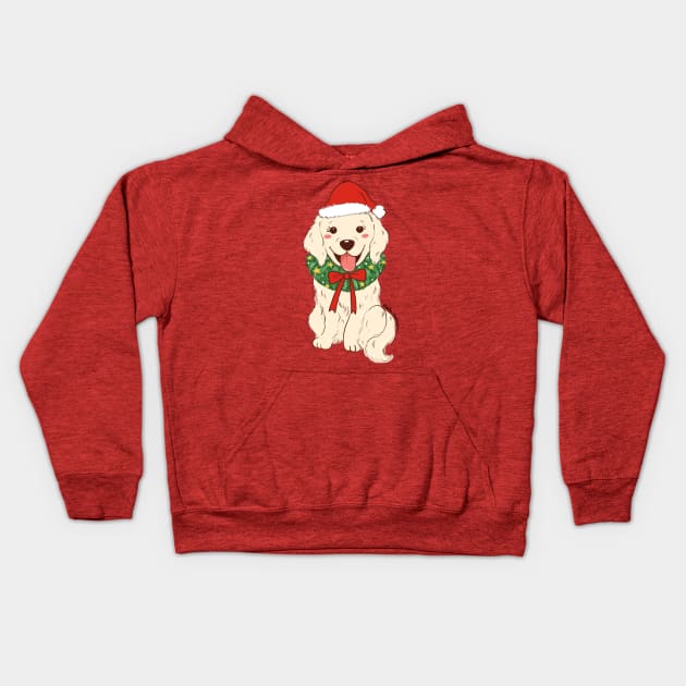 Christmas Puppy Kids Hoodie by Bella Illustration 